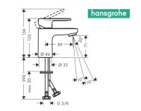 MEDIDAS MONOMANDO LAVABO 70 VERNIS BLEND HANSGROHE